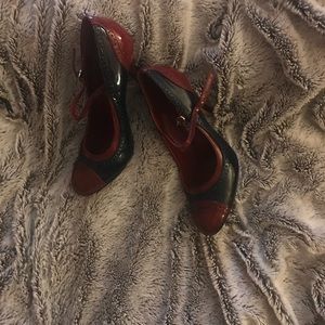 ALDO NAVY BLUE AND RED MARY JANE PUMPS